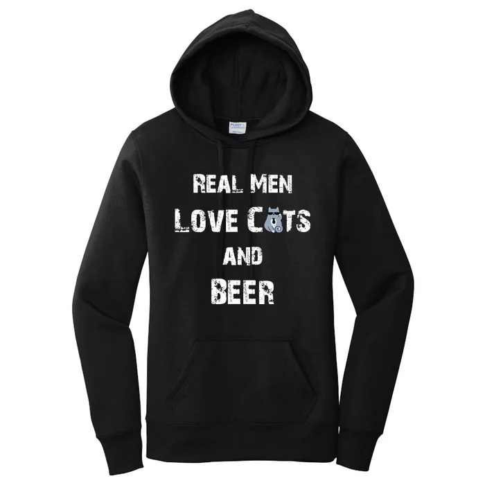 Funny Cat Shirt: Real Love Cats And Beer Gift Women's Pullover Hoodie