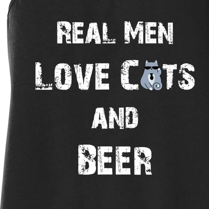 Funny Cat Shirt: Real Love Cats And Beer Gift Women's Racerback Tank