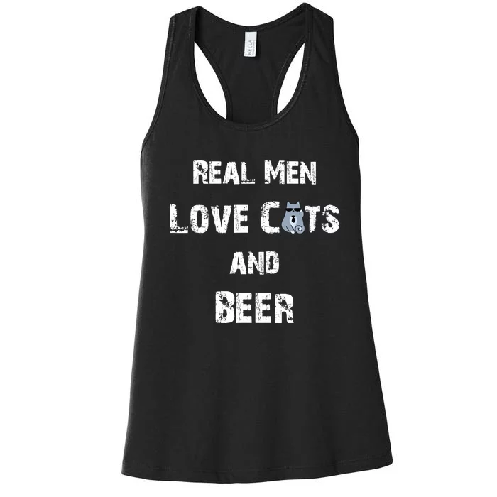 Funny Cat Shirt: Real Love Cats And Beer Gift Women's Racerback Tank