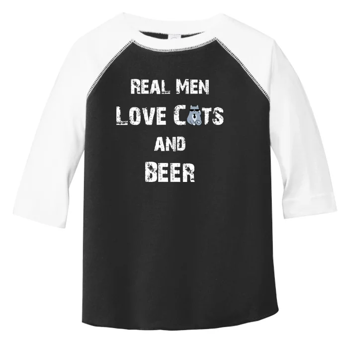 Funny Cat Shirt: Real Love Cats And Beer Gift Toddler Fine Jersey T-Shirt