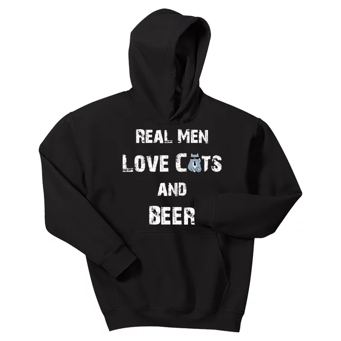 Funny Cat Shirt: Real Love Cats And Beer Gift Kids Hoodie