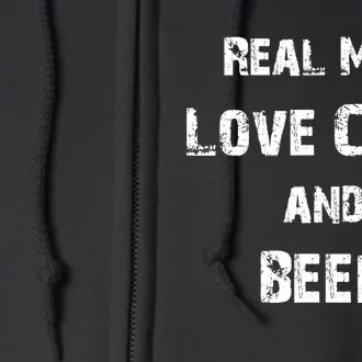 Funny Cat Shirt: Real Love Cats And Beer Gift Full Zip Hoodie