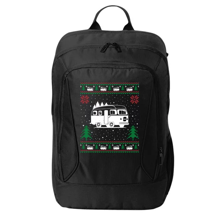 Funny Camper Santa Hat Ugly Christmas Sweater Gift City Backpack