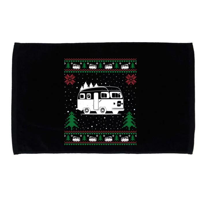 Funny Camper Santa Hat Ugly Christmas Sweater Gift Microfiber Hand Towel