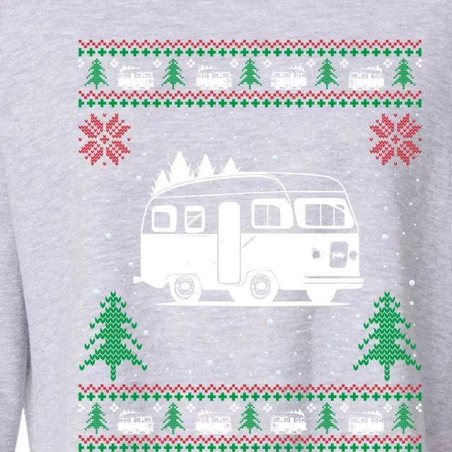 Funny Camper Santa Hat Ugly Christmas Sweater Gift Cropped Pullover Crew