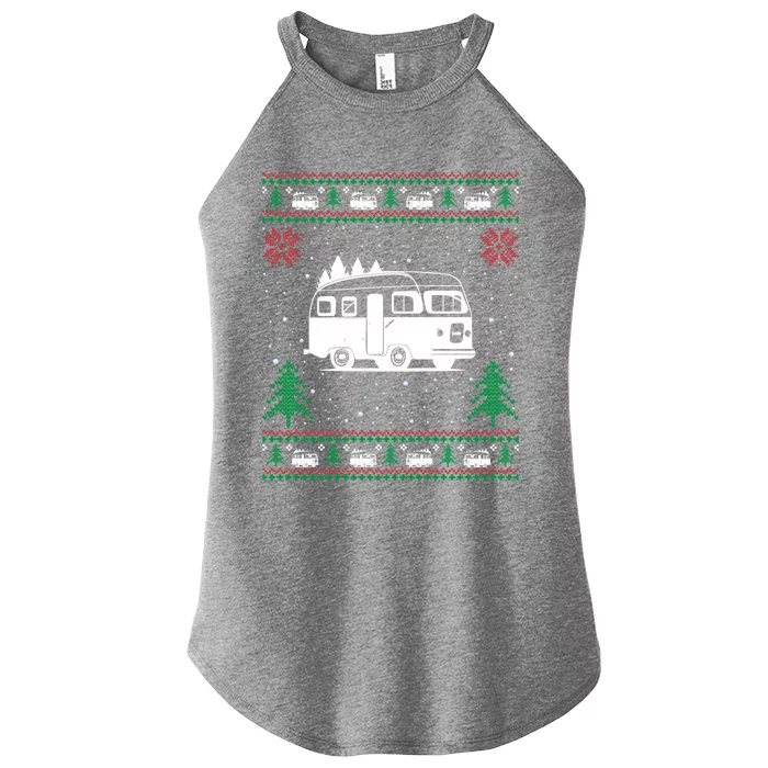 Funny Camper Santa Hat Ugly Christmas Sweater Gift Women’s Perfect Tri Rocker Tank