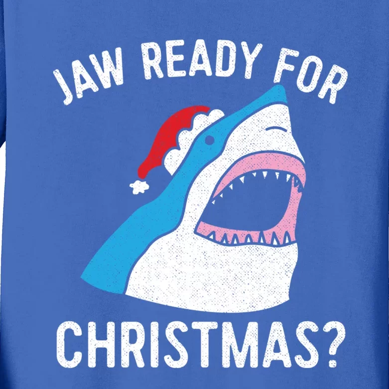 Funny Christmas Shark Meaningful Gift Jaw Ready Santa Gift Kids Long Sleeve Shirt