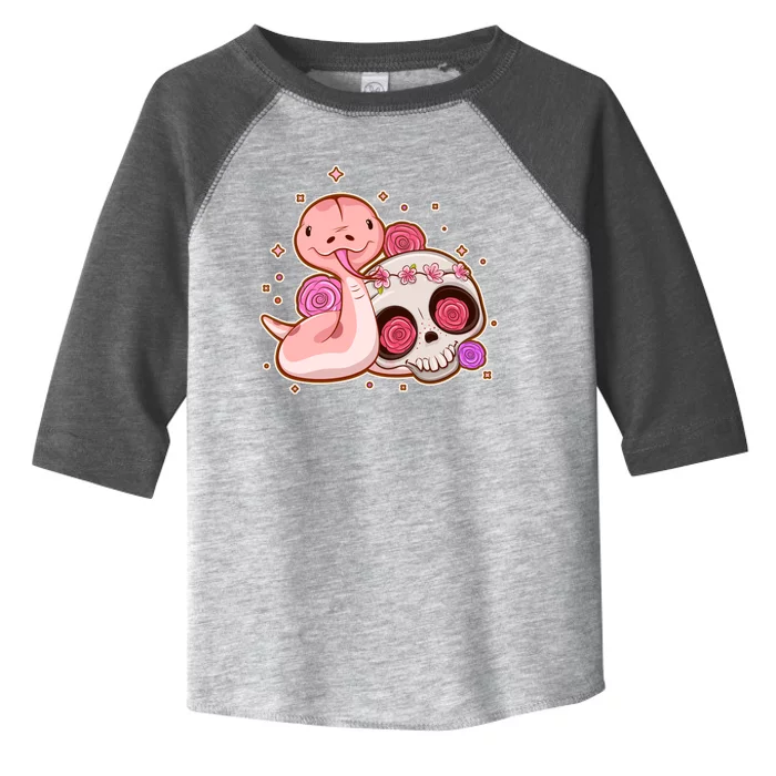 Funny Cute Snake and Flower Skull Toddler Fine Jersey T-Shirt