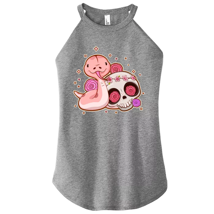 Funny Cute Snake and Flower Skull Women’s Perfect Tri Rocker Tank