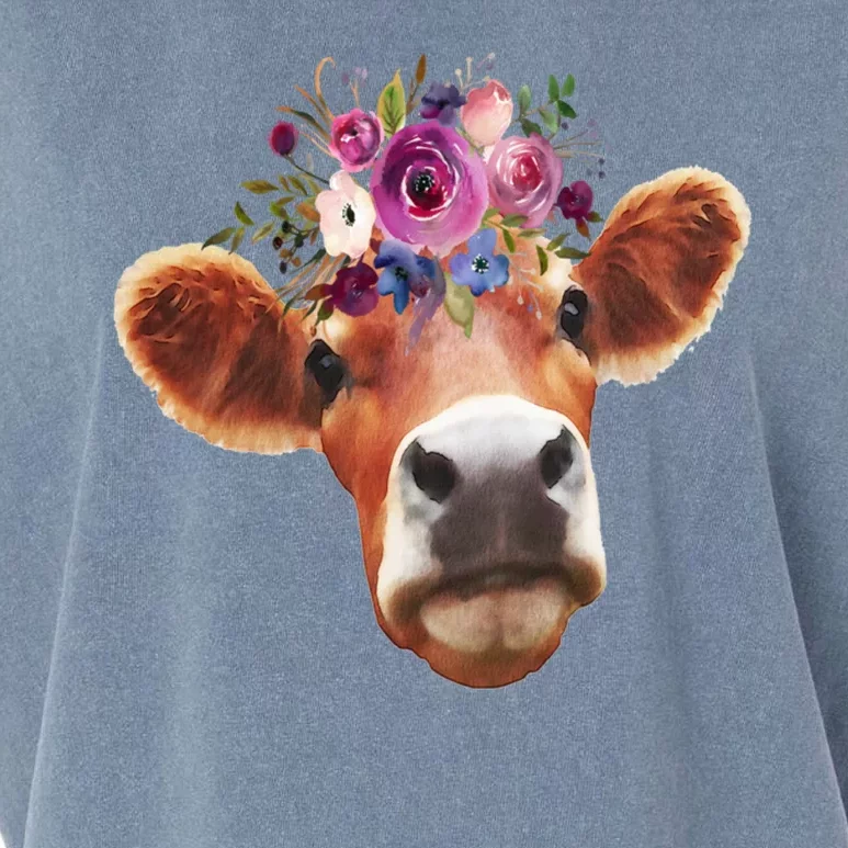 Floral Cow Spring Nature Garment-Dyed Women's Muscle Tee