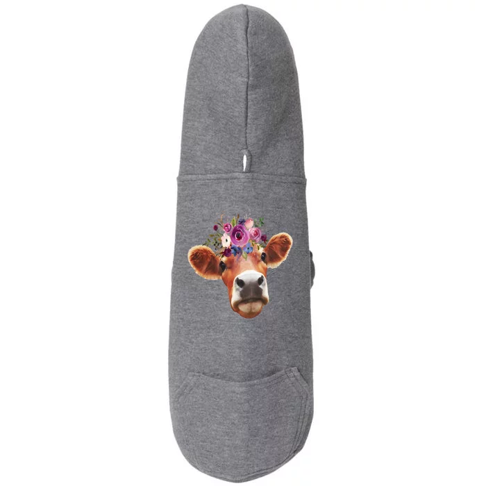 Floral Cow Spring Nature Doggie 3-End Fleece Hoodie