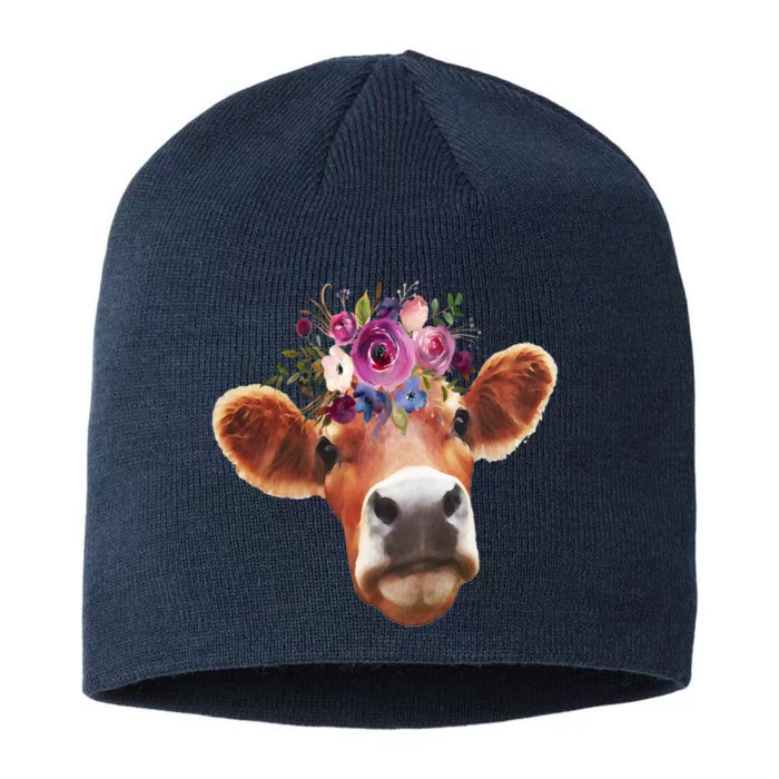 Floral Cow Spring Nature 8 1/2in Sustainable Knit Beanie