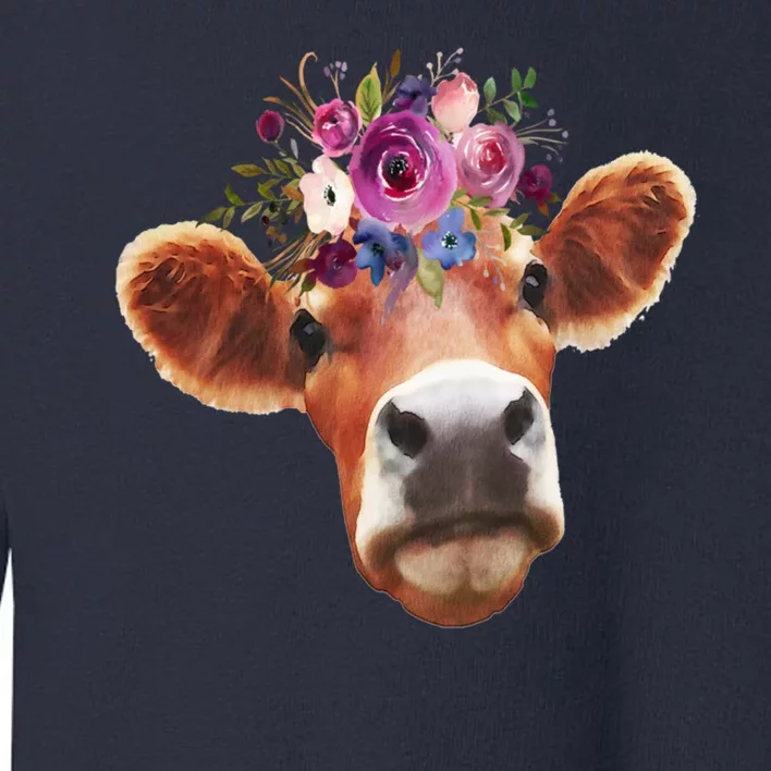 Floral Cow Spring Nature Toddler Sweatshirt