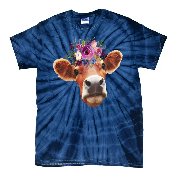 Floral Cow Spring Nature Tie-Dye T-Shirt