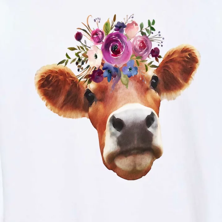 Floral Cow Spring Nature Garment-Dyed Sweatshirt