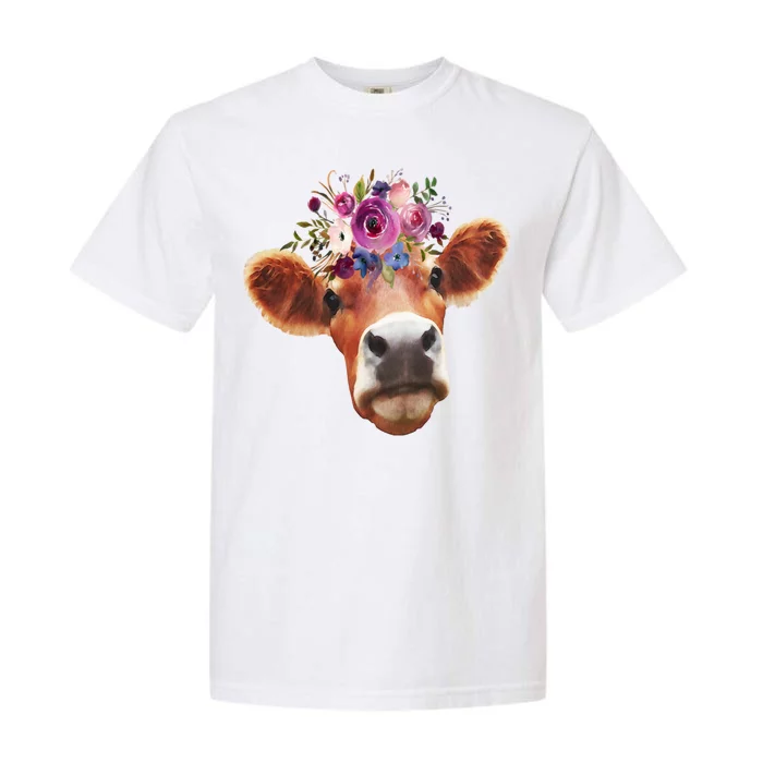 Floral Cow Spring Nature Garment-Dyed Heavyweight T-Shirt