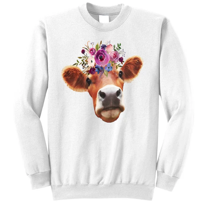 Floral Cow Spring Nature Sweatshirt