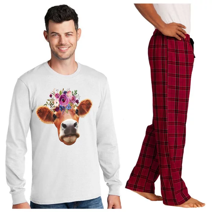 Floral Cow Spring Nature Long Sleeve Pajama Set