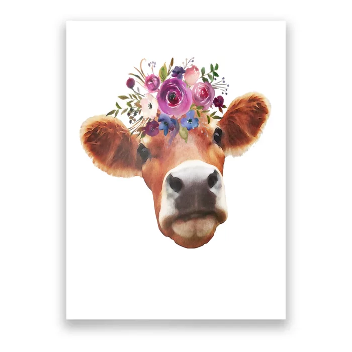 Floral Cow Spring Nature Poster