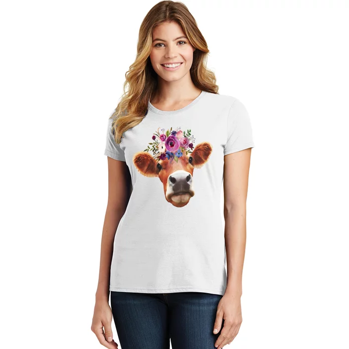 Floral Cow Spring Nature Women's T-Shirt