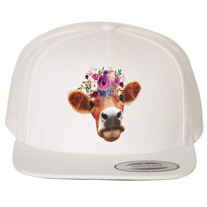 Floral Cow Spring Nature Wool Snapback Cap