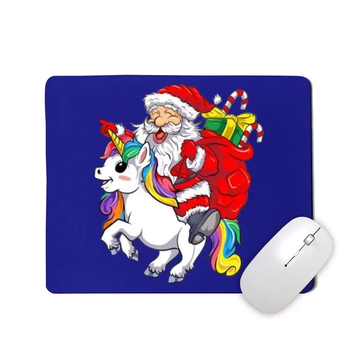 Funny Christmas Santa Riding Unicorn Xmas Magical Gift Mousepad