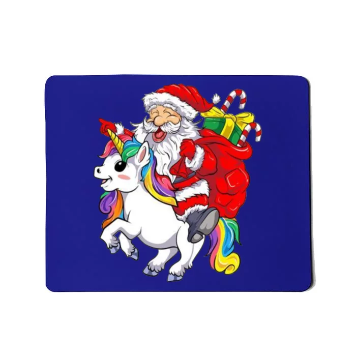 Funny Christmas Santa Riding Unicorn Xmas Magical Gift Mousepad