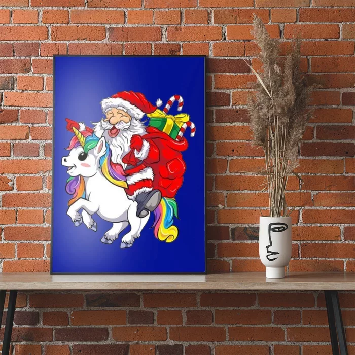 Funny Christmas Santa Riding Unicorn Xmas Magical Gift Poster