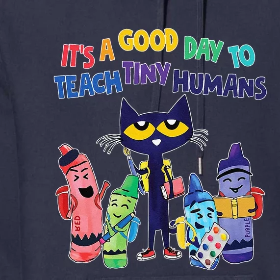 Funny Cat Teacher Its A Good Day To Teach Tiny Humans Premium Hoodie