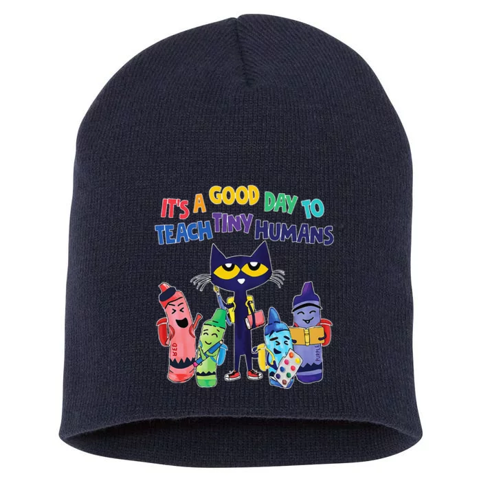 Funny Cat Teacher Its A Good Day To Teach Tiny Humans Short Acrylic Beanie