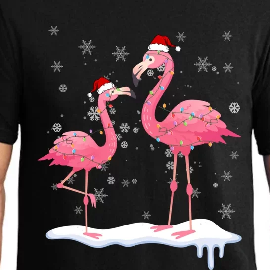 Flamingo Christmas Tree Santa Hat Gift Pajama Set