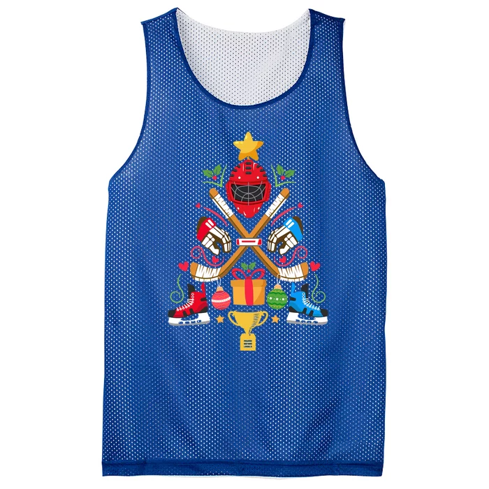 Funny Christmas Tree Ice Hockey Christmas Ornat Tree Xmas Gift Mesh Reversible Basketball Jersey Tank