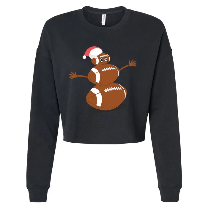 Football Christmas T Sports Snowman Holiday Cropped Pullover Crew