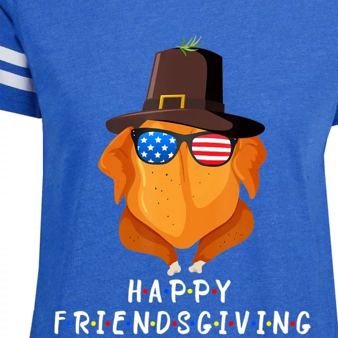 Funny Cute Turkey Friends Happy Friendsgiving Thanksgiving Enza Ladies Jersey Football T-Shirt