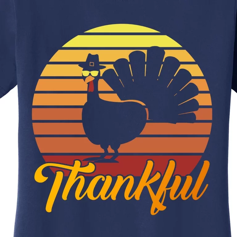 Funny Cute Thankful Turkey Sunset Retro, Thankful Grateful Blessed Autumn Fall 2 Women's T-Shirt