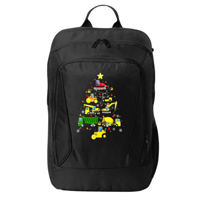 Funny Construction Trucks Christmas Tree City Backpack