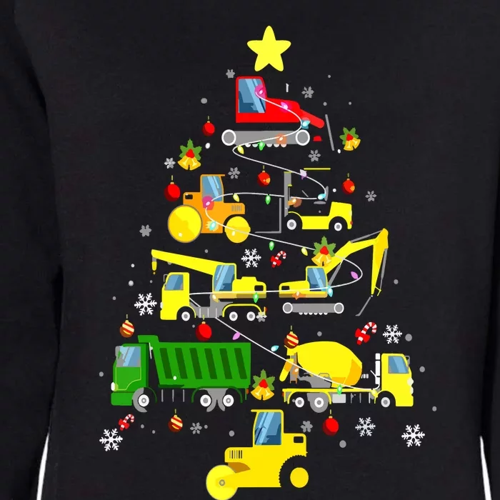 Funny Construction Trucks Christmas Tree Womens California Wash Sweatshirt