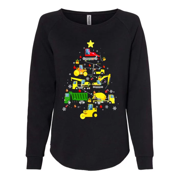 Funny Construction Trucks Christmas Tree Womens California Wash Sweatshirt