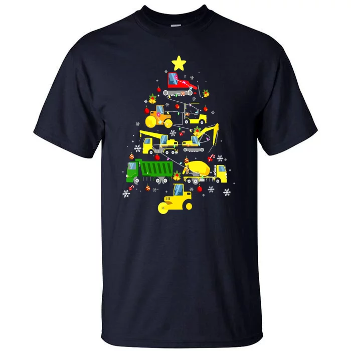 Funny Construction Trucks Christmas Tree Tall T-Shirt