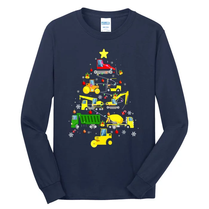 Funny Construction Trucks Christmas Tree Tall Long Sleeve T-Shirt