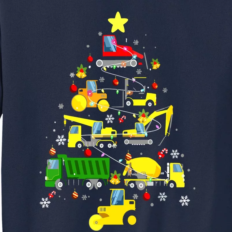 Funny Construction Trucks Christmas Tree Tall Sweatshirt