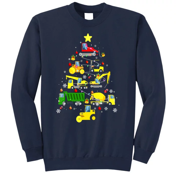 Funny Construction Trucks Christmas Tree Tall Sweatshirt