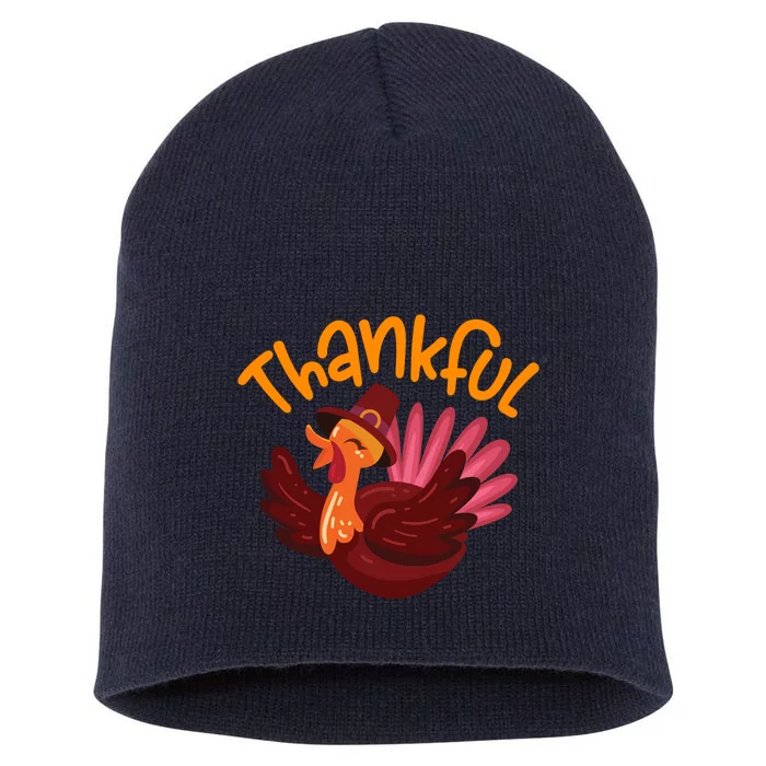 Funny Cute Thankful Turkey, Happpy Thanksgiving Day Autumn Fall Short Acrylic Beanie