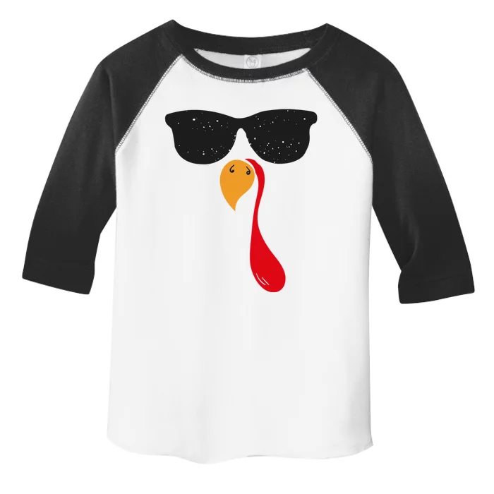 Funny Cool Turkey Face With Sunglasses Thanksgiving Day Meaningful Gift Toddler Fine Jersey T-Shirt