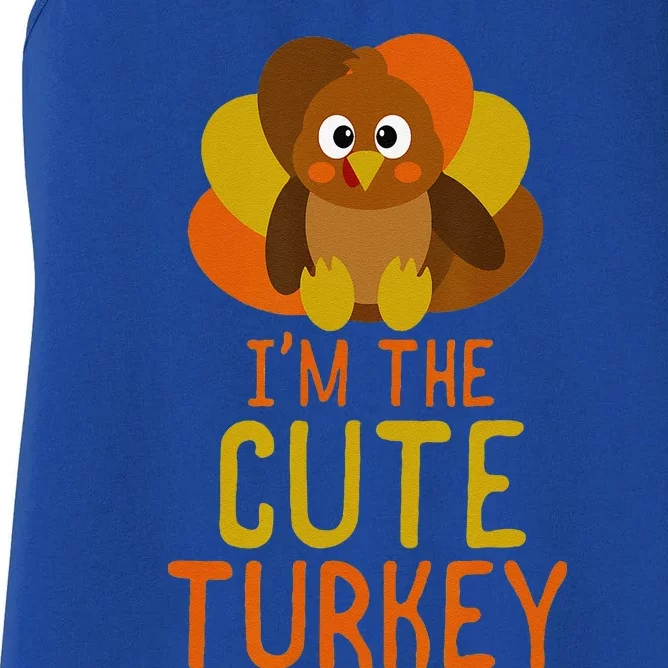 Funny Cute Turkey Family Matching Thanksgiving Women's Racerback Tank