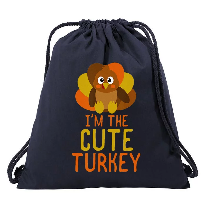 Funny Cute Turkey Family Matching Thanksgiving Drawstring Bag