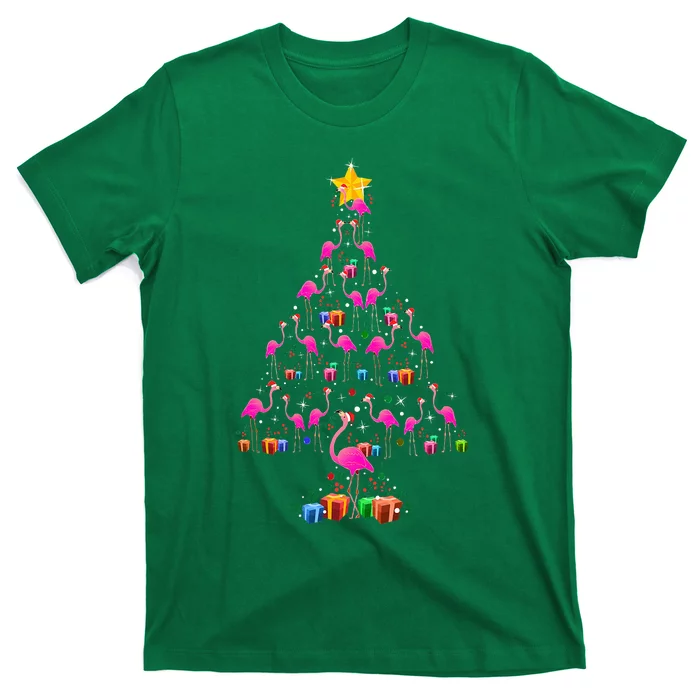 Flamingo Christmas Tree Cute Flamingos Holiday Decor T-Shirt