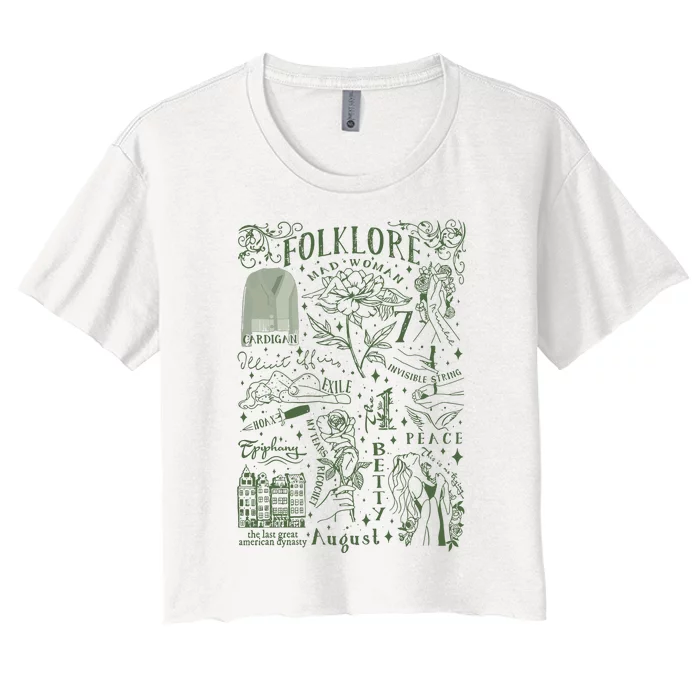 Folklore Cardigan The 1 The Last Great American Dynasty Exile My Tears Ricochet Women's Crop Top Tee