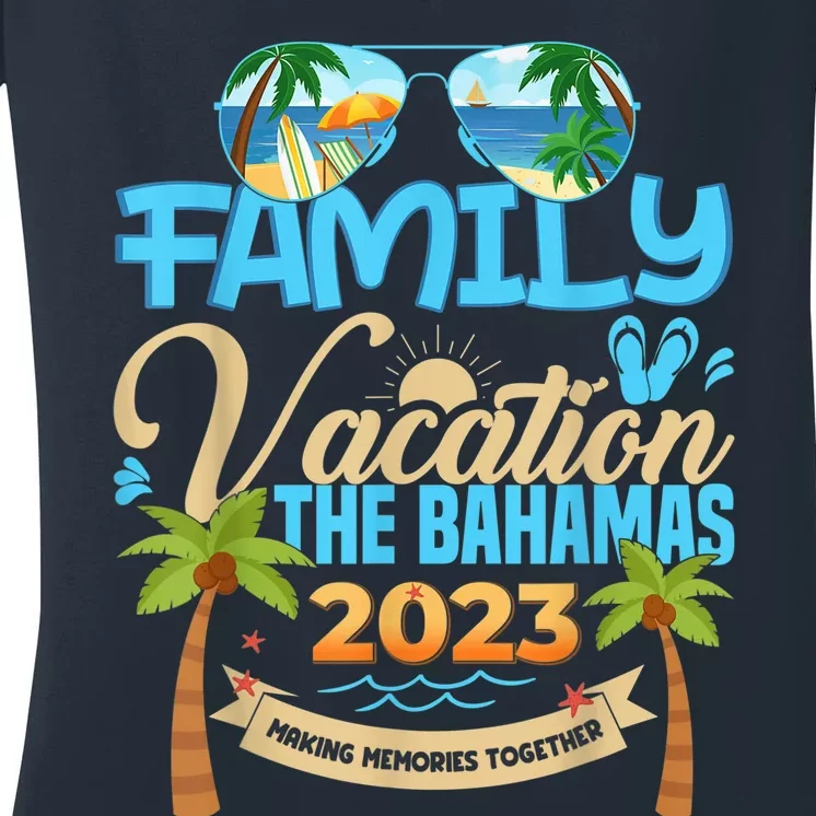 Family Cruise The Bahamas Happy Summer Matching Vacation Happy Women's V-Neck T-Shirt