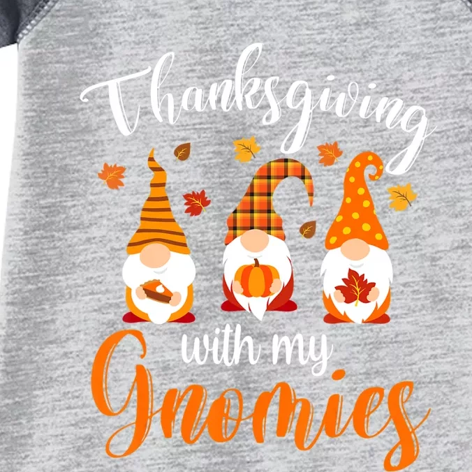 Funny Cute Thanksgiving With My Gnomies Autumn Fall Gnomes Infant Baby Jersey Bodysuit